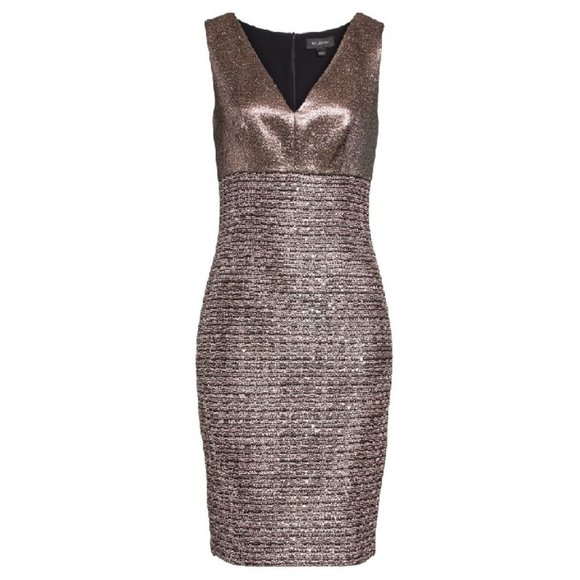 ST. JOHN Twisted Sequin Knit V-neck Dress - Picture 3 of 8